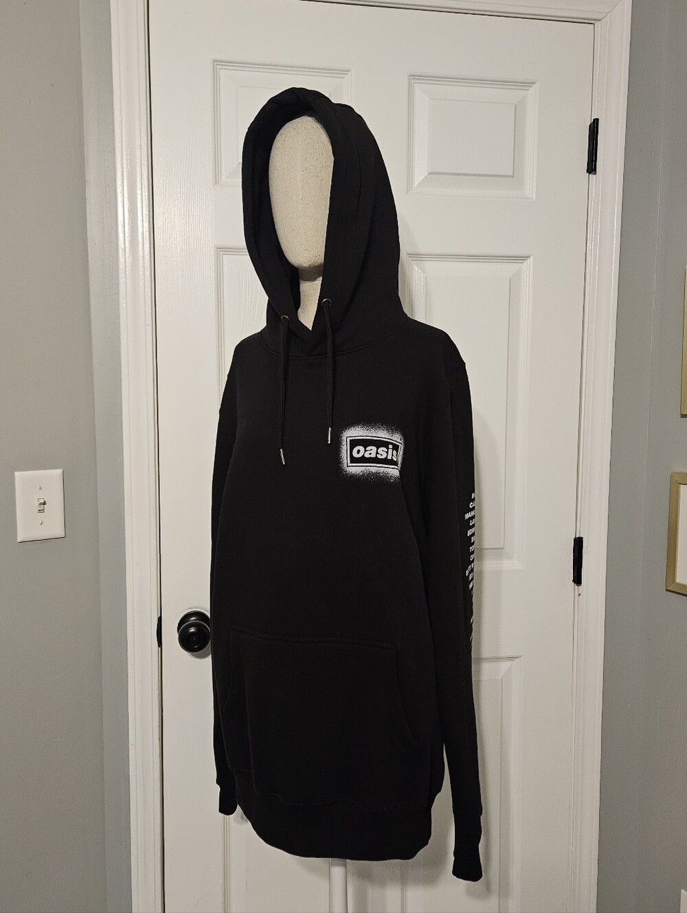 Oasis Black 25 Tour Hoodie with White Logo & Tour Cities
